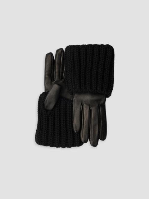 Prada Women's Nappa Leather and Knit Gloves - Black