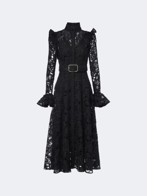 LEO LIN Aliyah belted guipure lace midi dress