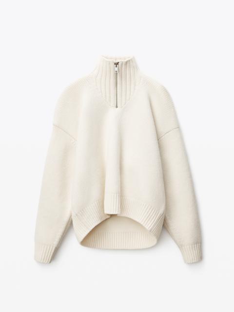 Alexander Wang HALF ZIP PULLOVER IN BOILED WOOL