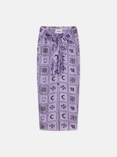 Nanushka Printed Silk-Twill Sarong-Style Midi Skirt