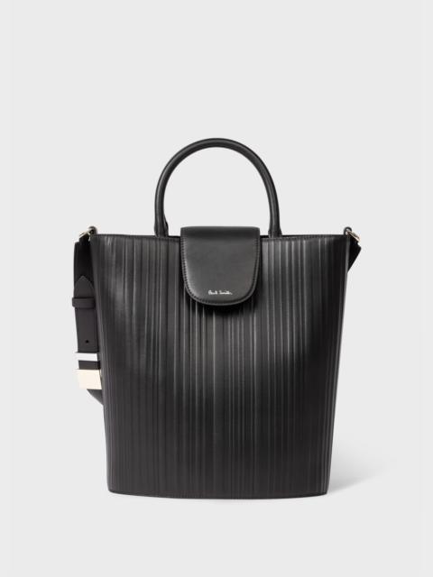 Dark Brown 'Shadow Stripe' Leather Bucket Bag