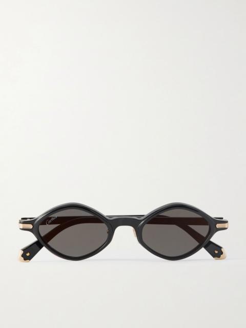 Cartier Godron de Cartier Round-Frame Gold-Tone Metal and Acetate Sunglasses Black