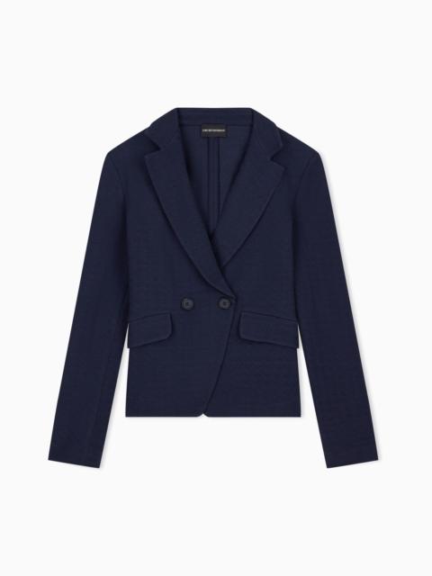 EMPORIO ARMANI UNLINED COTTON JERSEY BLAZER WITH A JACQUARD RELIEF PATTERN