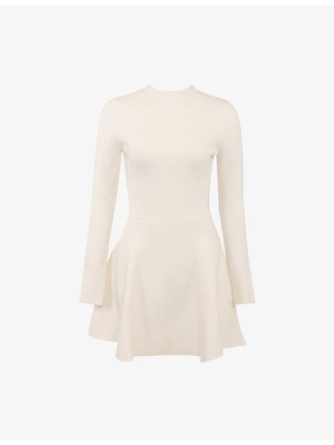 House of CB Bonnie High-Neck Merino-Wool Skater Mini Dress
