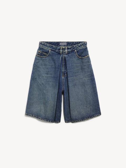 BALENCIAGA Women's Folded Shorts in Dirty Vintage Blue
