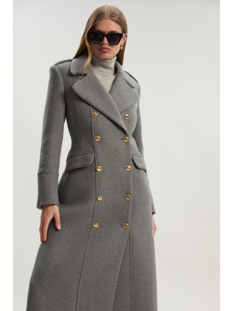 KAREN MILLEN Wool Double Breasted Military Tailored Midi Coat