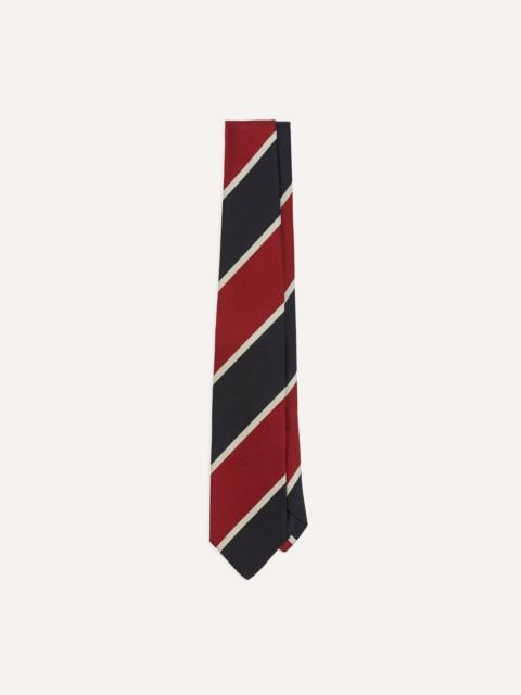 Drake's Red and Ecru Broad Stripe Mogador Silk Tipped Tie