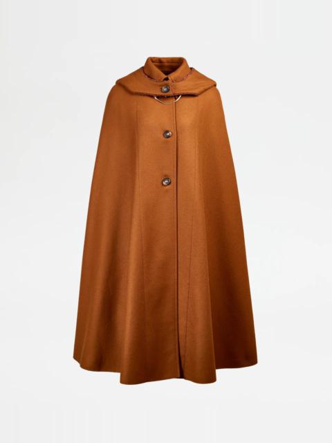 Tod's CAPE WITH BROOCH - BROWN