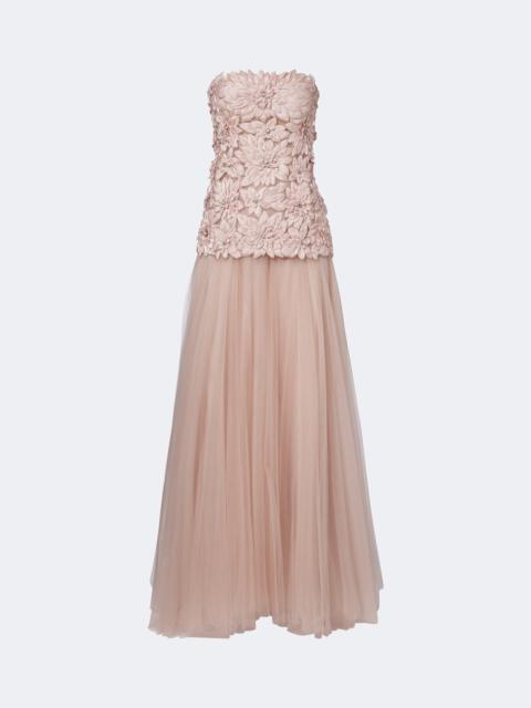 COSTARELLOS Gisella embellished satin and tulle gown