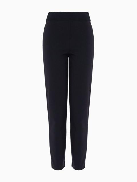 Slim-fit pants in Milano knit fabric with satin band