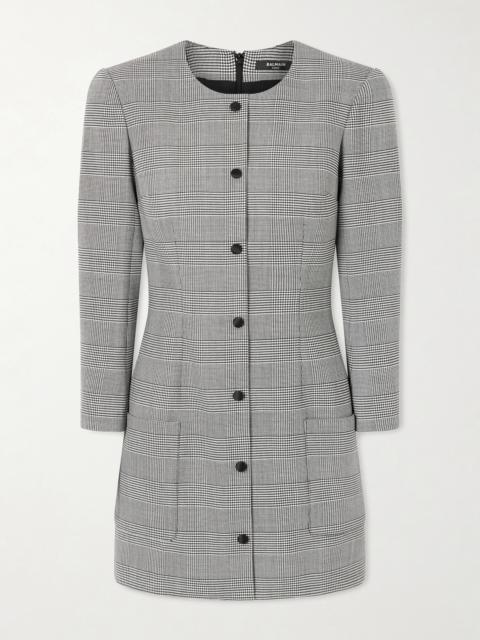 Balmain Prince Of Wales Wool-blend Mini Dress
