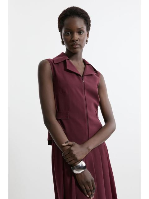 KAREN MILLEN Tailored Crepe Buckle Detail Sleeveless Jacket