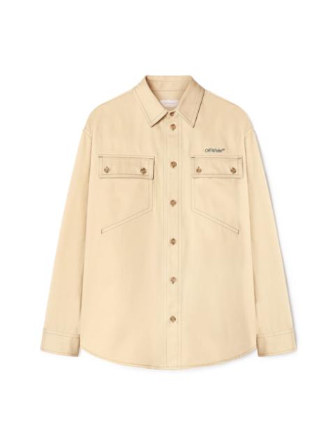 Beige Stitch Military Overshirt