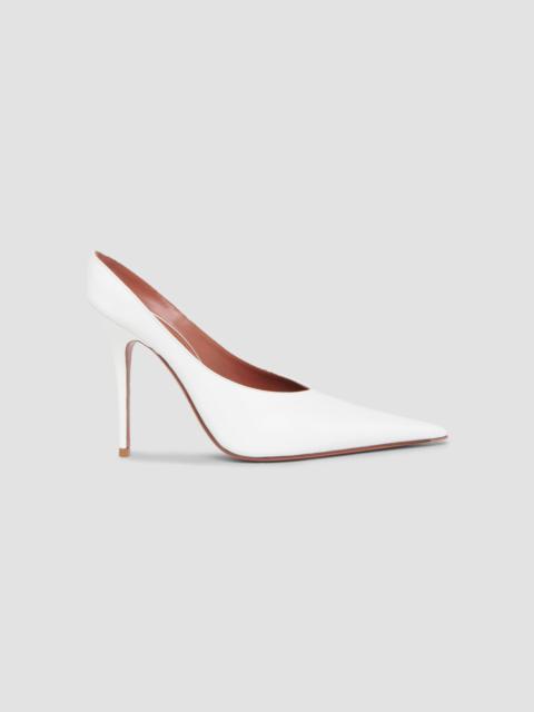 Amina Muaddi Women's Anok 90MM Patent Leather Mules - White Patent