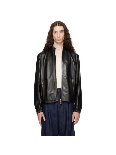 VERSACE Black Plongé Leather Jacket