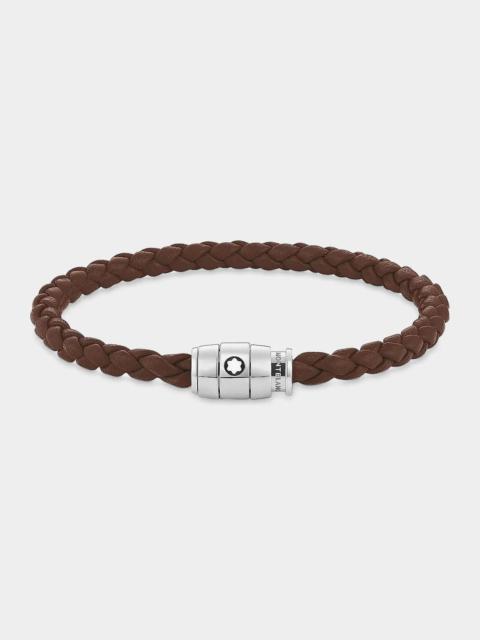 Montblanc Leather &amp; Stainless Steel Bracelet