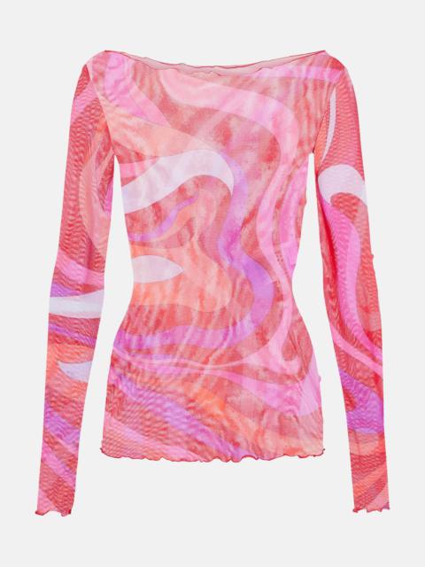 PUCCI Marmo semi-sheer tulle top