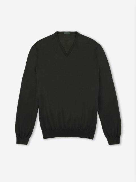 SLOWEAR Slim-fit V-neck sweater in certified Flexwool