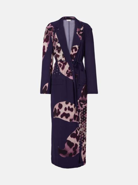 Dries Van Noten Printed embellished wrap dress