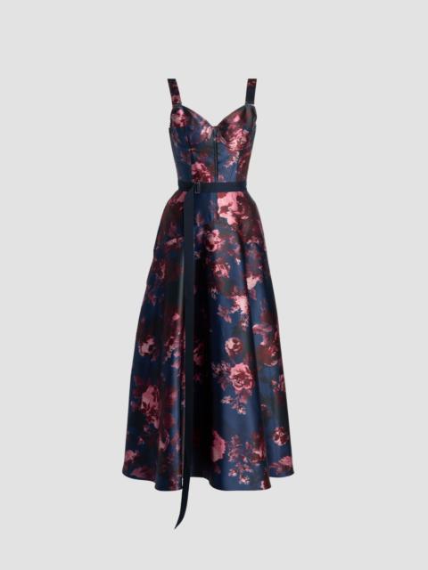 Erdem FLORAL DUCHESS SLEEVELESS MIDI DRESS