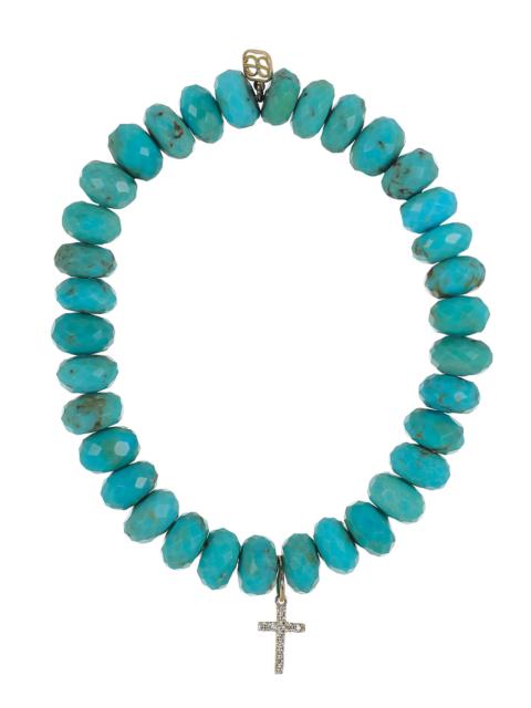 SYDNEY EVAN Turquoise Small Cross Charm Bracelet