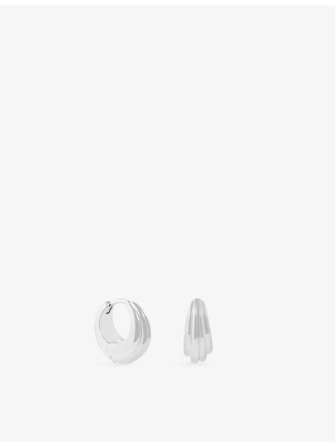 ASTRID & MIYU Ripple Wave Rhodium-Plated Brass Huggie Hoop Earrings