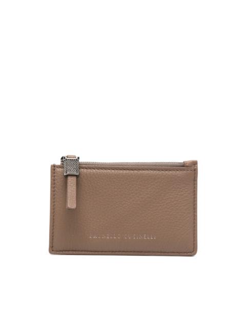 Brunello Cucinelli Monili-embellished leather card holder