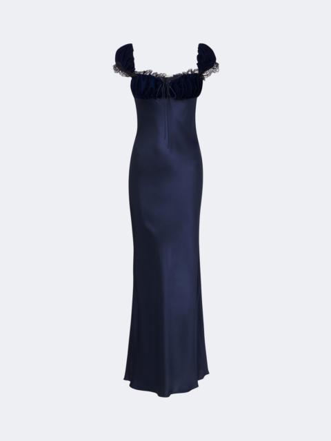 RODARTE Lace-trimmed silk satin maxi dress