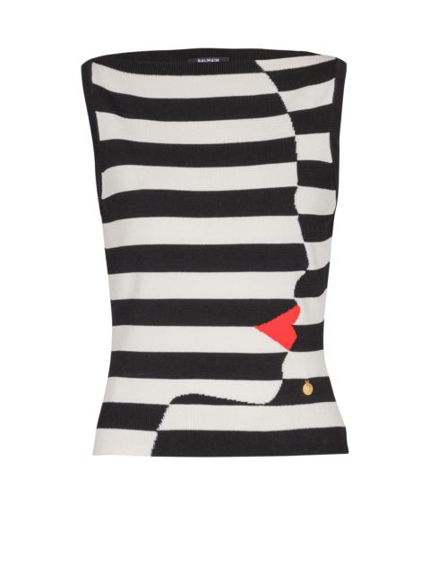 Balmain Knit Marinière top with Face motif