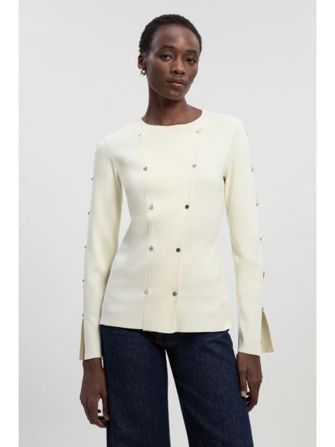 KAREN MILLEN Viscose Blend Stud Detail Long Sleeve Knit Top