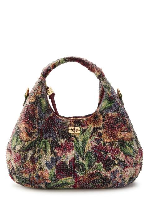 GANNI Ganni Embellished Tapestry-weave Hobo bag