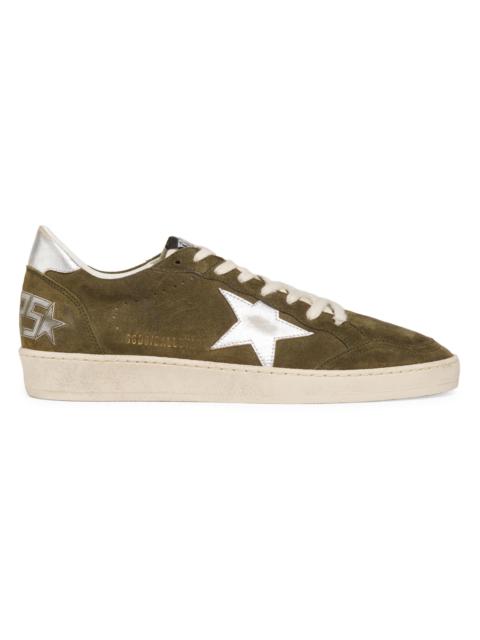 Golden Goose Unisex Ball Star Suede & Leather Sneakers - Olive Night Silver