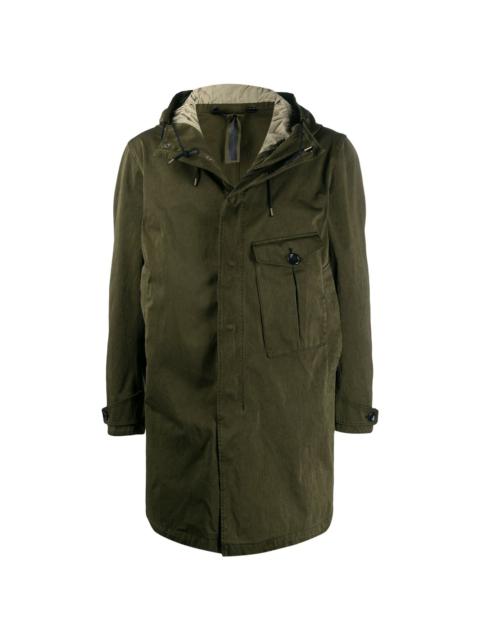 hooded single pocket parka coat
