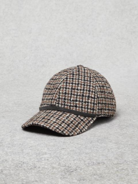 Brunello Cucinelli Checked wool and alpaca baseball cap with shiny trim