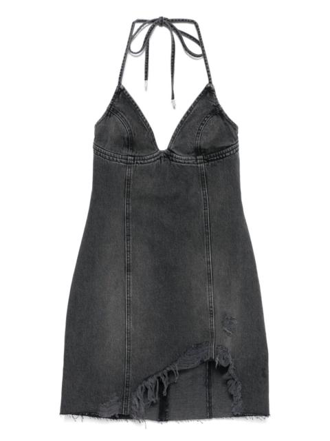 Blumarine halter-neck frayed denim dress
