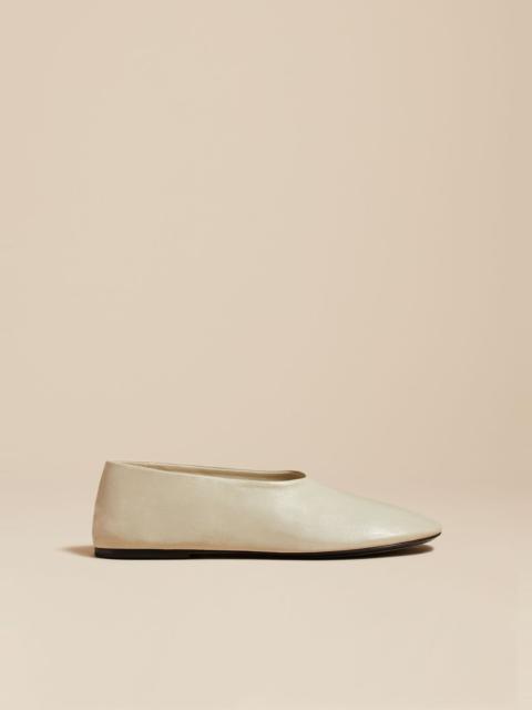 KHAITE The Maiden Flat in Off-White Leather