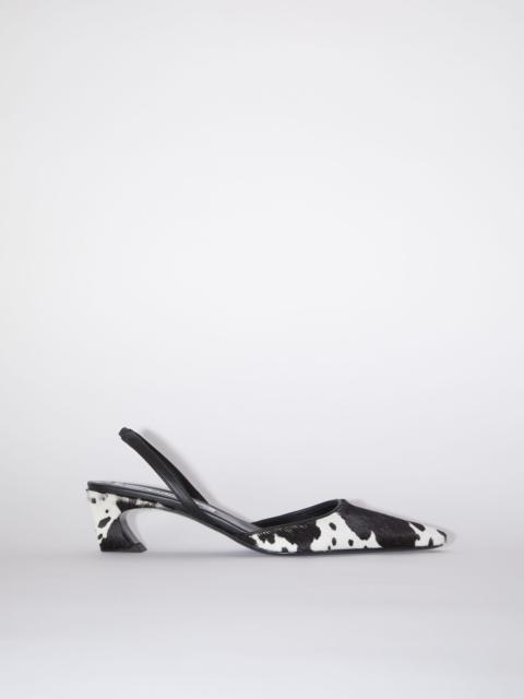 Acne Studios Printed leather pony heeled mules - White/black