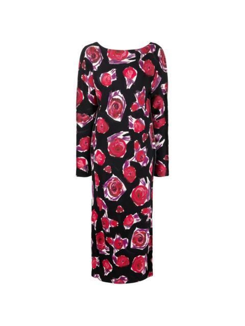 rose print long dress