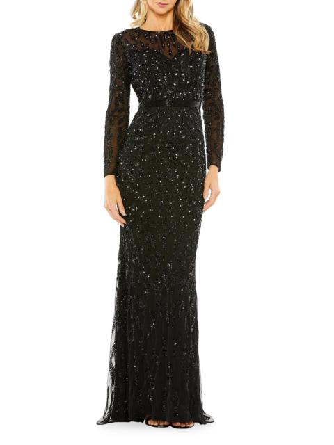 MAC DUGGAL Women's Illusion Sequin Gown - Black