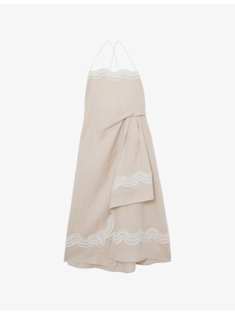 REISS Arla Lace-Trim Linen Beach Midi Dress