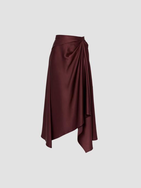 ASYMMETRIC DRAPED MIDI SKIRT