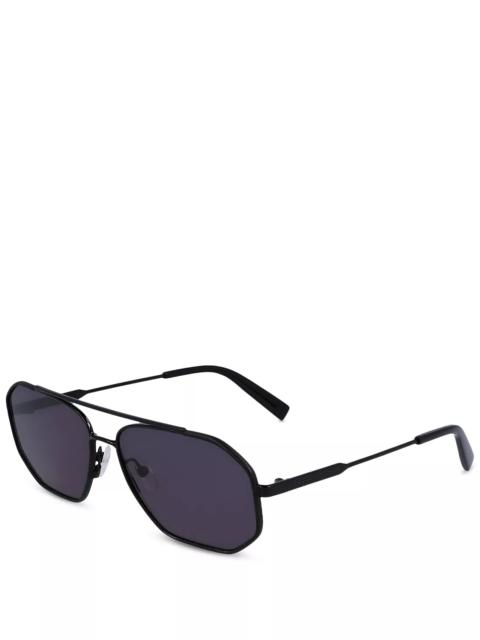 FERRAGAMO Navigator Leather Wrapped Sunglasses, 60mm