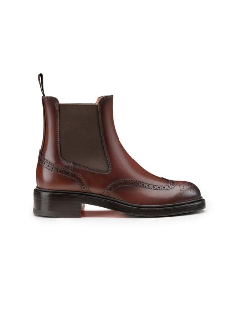 Santoni Women's dark brown leather brogue Chelsea boot