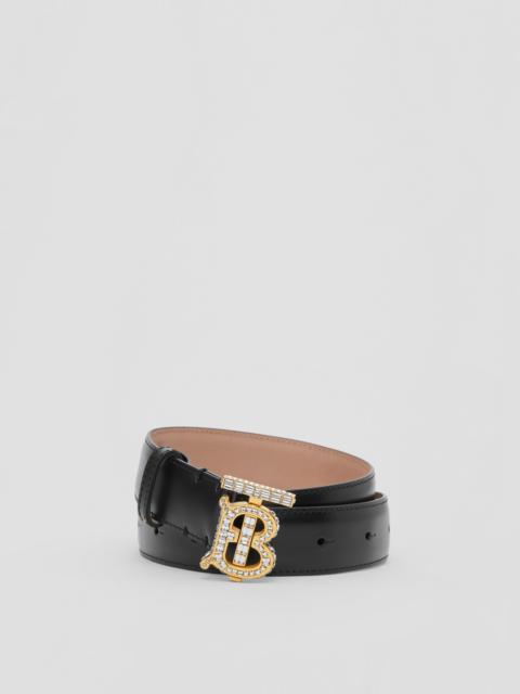 Burberry Crystal Monogram Motif Leather TB Belt