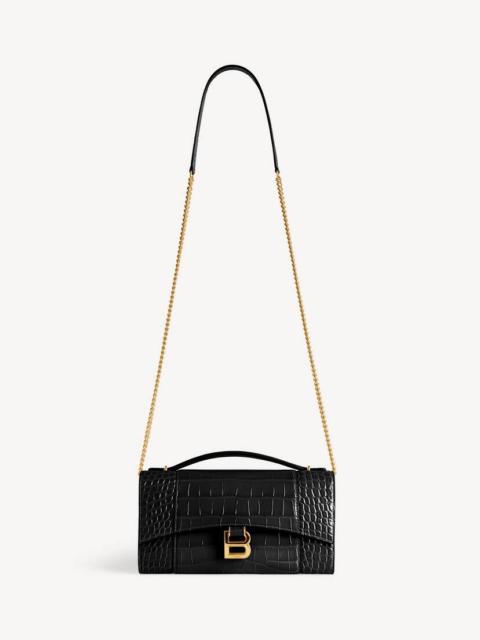 BALENCIAGA Women's Hourglass Pochette With Chain in Black