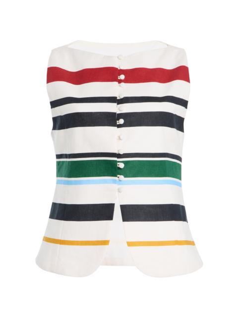 CALA de la CRUZ Exclusive Genova Striped Linen Top multi