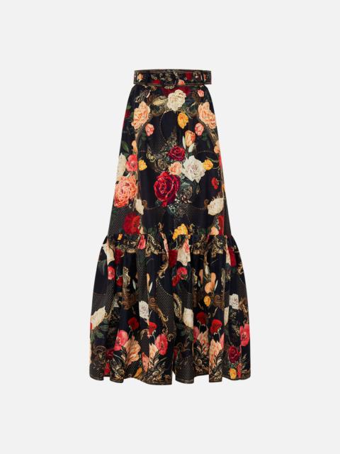 CAMILLA SKIRT WITH DEEP HEM FRILL AND BELT