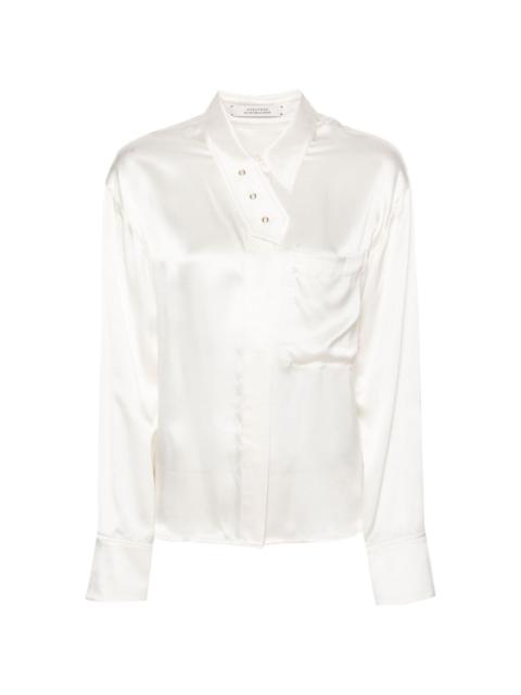 asymmetric placket silk shirt