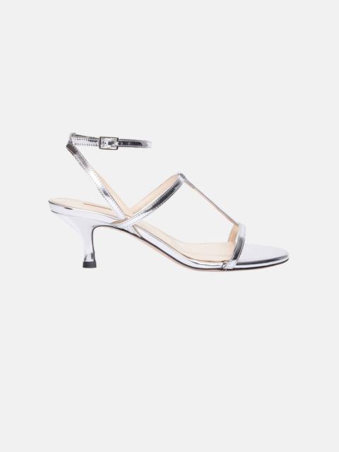 EMILIA WICKSTEAD Novie Kitten Heel In Silver Metallic Patent