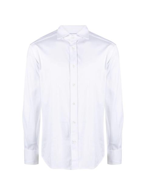 spread-collar cotton shirt